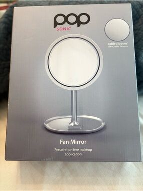 Pop Sonic LED Fan Makeup Mirror 5X Magnifying Rechargeable New